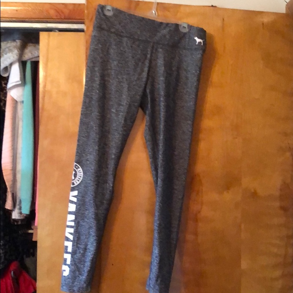 Pink Victoria Secret Grey Workout Yankee Leggings